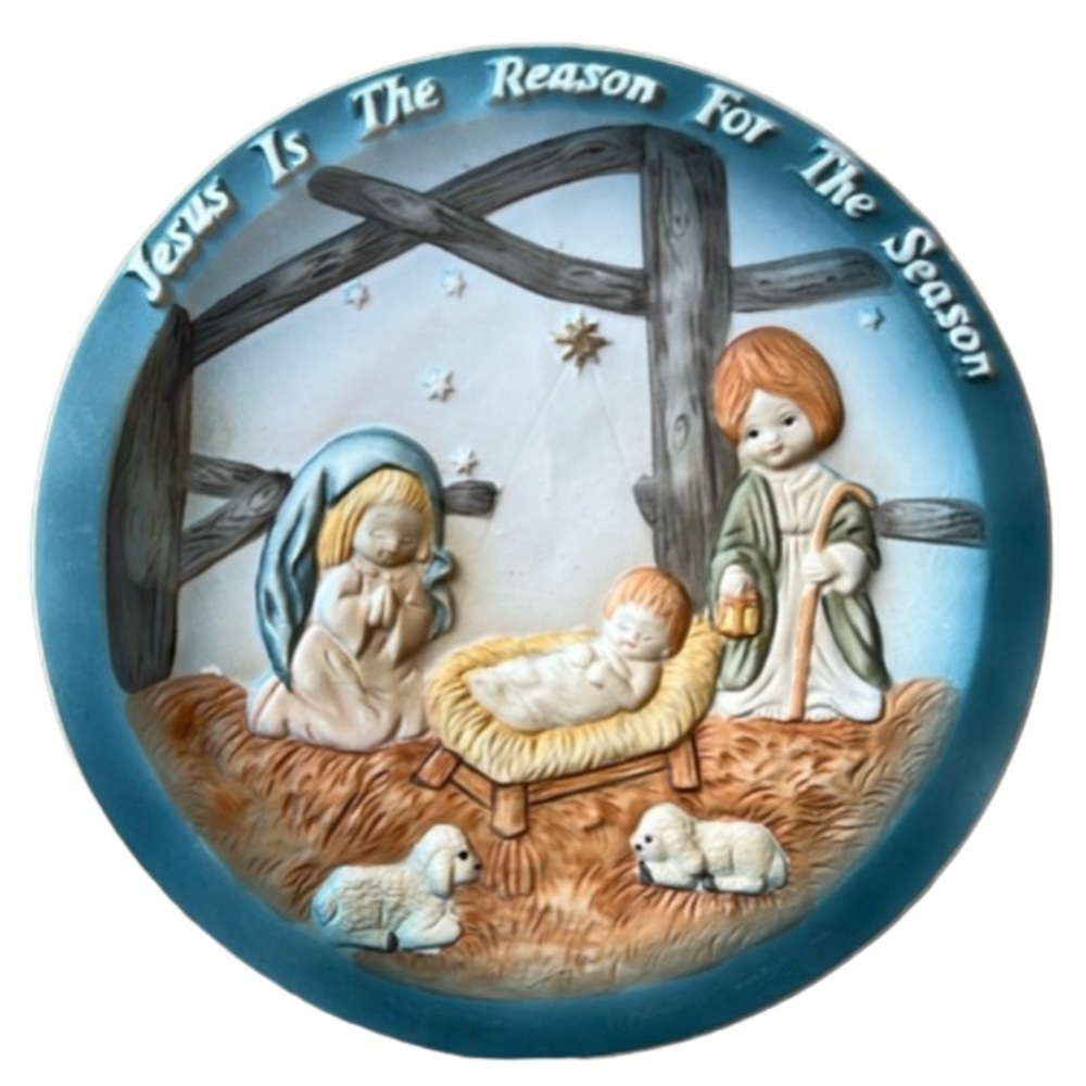 VINTAGE “JESUS IS THE REASON FOR THE SEASON” NATIVITY SCENE COLLECTORS PLATE